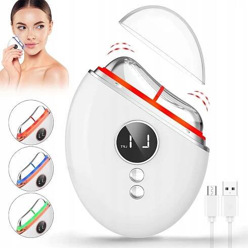 EMS Gua Sha masážní přístroj na obličej elektrický proti vráskám s vibracemi a teplem