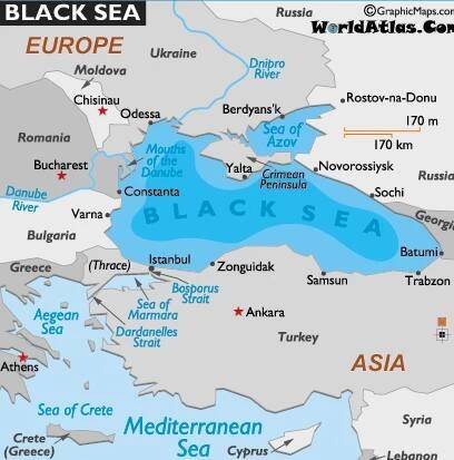 Černé moře – Mapa & Aktuální teplota vody (+ Žraloci)