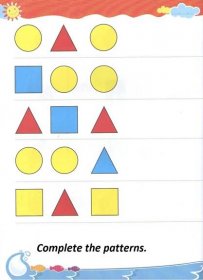 Complete the sequential pattern worksheet for kindergarten - shapes homework for preschool