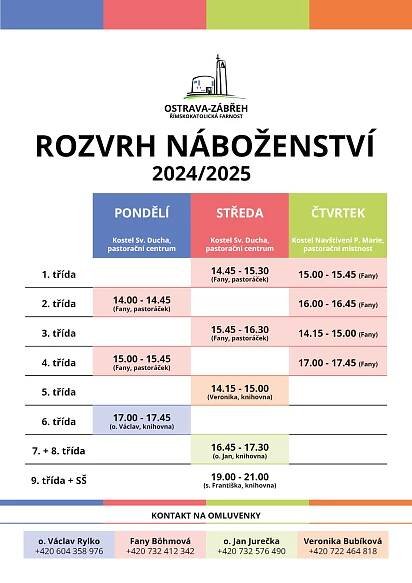 Výuka náboženství 2024/2025 – Ostrava-Zábřeh