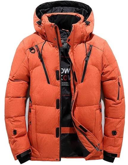 Voděodolná parka péřová pánská zimní bunda s kapucí