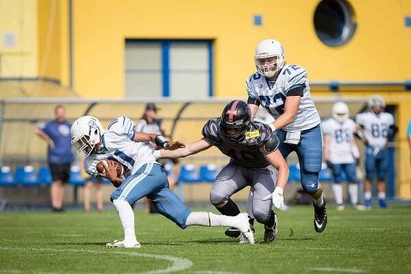 Utkání amerického fotbalu mezi Vysočina Gladiators a Ostrava Steelers.