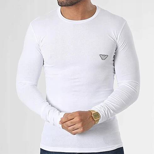 Emporio Armani tričko s dlouhým rukávem pánské bílé 111023-3R512-0010 XL Značka Emporio Armani