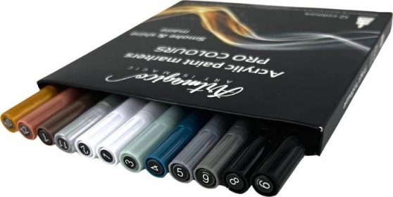 Artmagico Acrylic Paint Markers Pro Colours Smoke & Shine Matte 12 ks