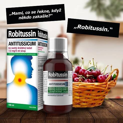 Robitussin Antitussicum 7,5 mg/5 ml, sirup na suchý kašel 100 ml