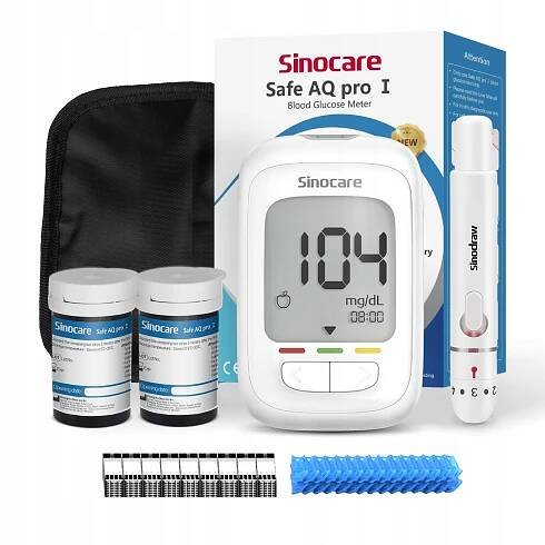 Glukometr Sinocare SAFE AQ PRO I oblek zahrnout 100 proužky a 100 lancetami