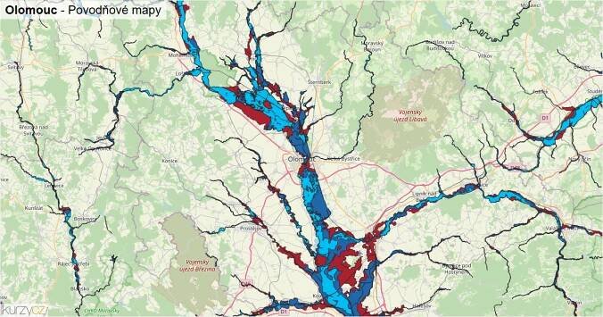 Povodňová mapa Olomouc