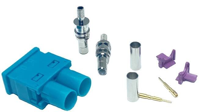 Hfm Fakra Hfm Video Power Coax Male Dual 2 Twin Double Fakra SMB Connector