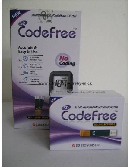 Glukometr SD-CodeFree přístorj KOMPLETNÍ SET + proužky 50 ks