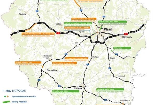 Aktualizovaná mapa plánovaných oprav na rok 2025 – červenec