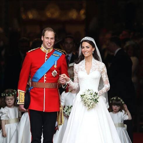 Kate a William v den své svatby.