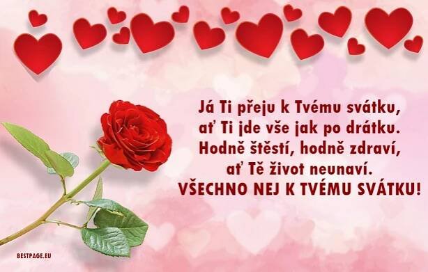 Přání k svátku - text v obrázcích. Krásná přáníčka ke stažení