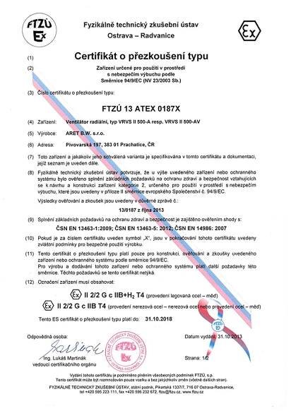 Certifikáty - Aret B.W.
