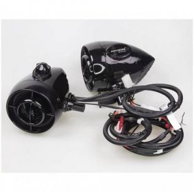 Zvukový systém na motocykl, skútr, ATV s  USB, AUX, BT, barva černá