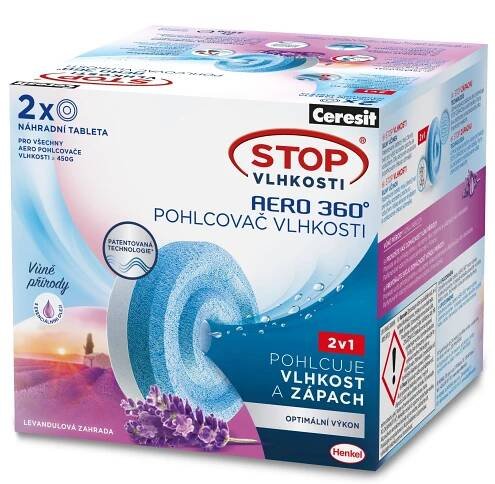 Ceresit STOP VLHKOSTI Aero 360° náhradní tablety 2x450 g levandulová zahrada