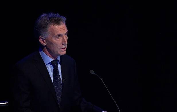 Argentine President Mauricio Macri speaks during the second debate for presidential candidates in Buenos Aires on Oct. 20.