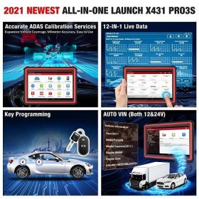 Launch X431 PRO3S+HDIII Auto Professional Diagnostic Tools Work 12V Car& 24V Truck Full systems ECU Coding 31+ Reset Active