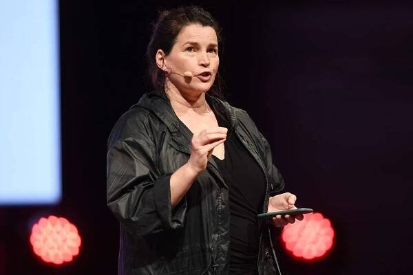 Julia Ormond, actress and founder of ASSET speaks on stage during Day Two of the Copenhagen Fashion Summit 2019