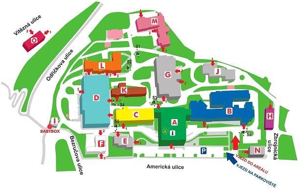 Nemocnice Karlovy Vary - Mapa areálu