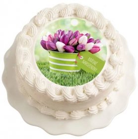Jedlý papír k narozeninám - Krásné narozeniny - Tulipány 20 cm - breAd. & edible
