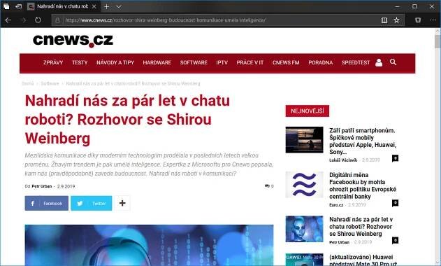 Edge neslouží pouze jako prohlížeč webových stránek. Otevřete v něm i e-knihu
