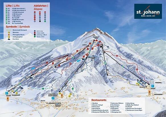 Mapa sjezdovek St. Johann in Tirol/Oberndorf