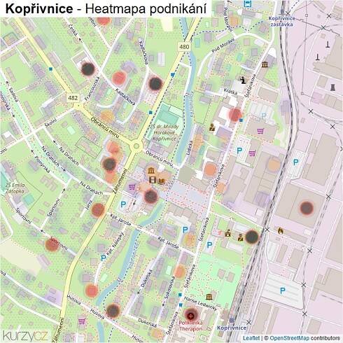 Mapa Kopřivnice - Firmy v obci.