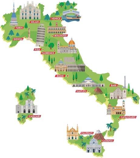 Mapa Itálie: Regiony, hory, ostrovy a základní informace o zemi