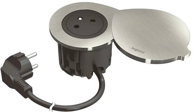 Vestavná zásuvka Legrand Incara Disq 60 1x230V černá s kovovým krytem 654723