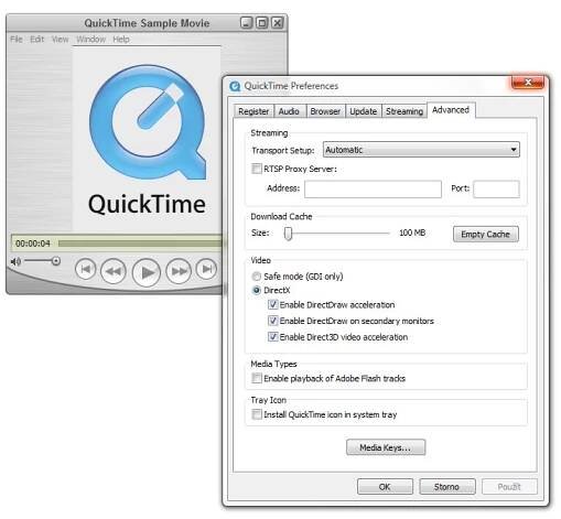 QuickTime player - náhled
