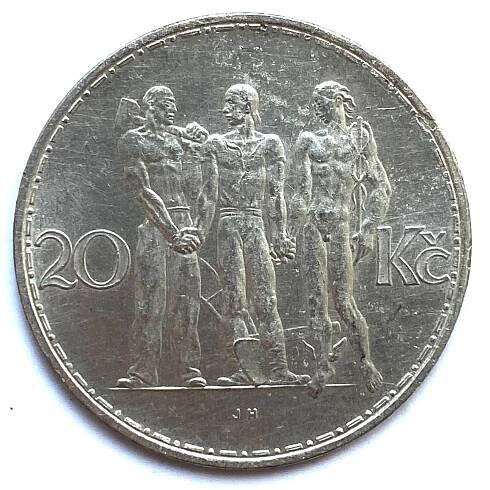 Stříbrná 20 Koruna, 1933 ČSR BK