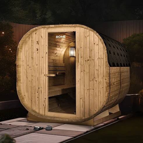 Finská sauna suchá zahradní 6 os. Home Deluxe Cube XL + PŘÍSLUŠENSTVÍ, KAMNA