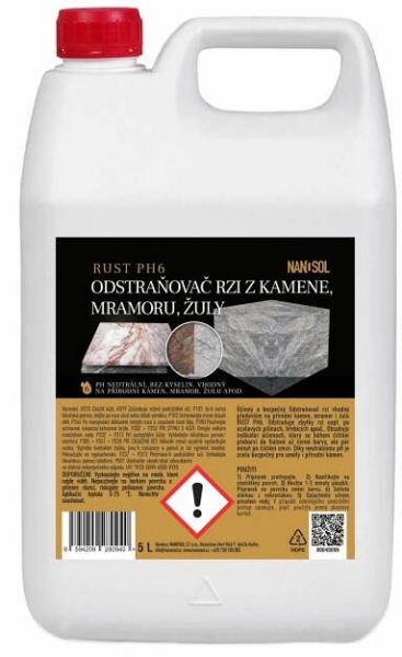 Odstraňovač rzi na kámen, mramor a žulu RUST PH6 5L - NANOSOL