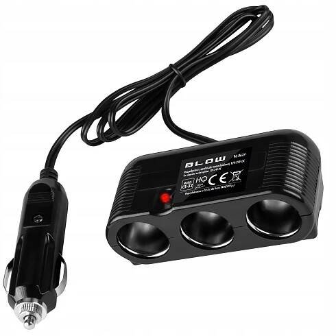 ROZBOČOVAČ 3X ZÁSUVKY ZAPALOVAČE DLOUHÝ KABEL 12V a 24V 10A