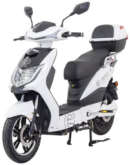 Elektroskútr RACCEWAY® E-FICHTL®, bílý-lesklý s baterií 20Ah