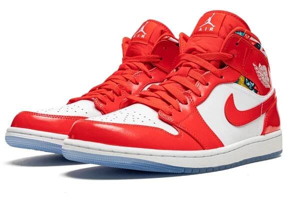 Air Jordan 1 Mid Barcelona Sweater Red Patent