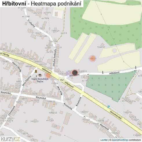 Mapa Hřbitovní - Firmy v ulici.