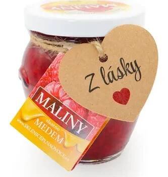 Sklenice plná ovoce Malinový džem "Z lásky" slazený medem 210 g