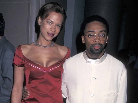 Spike Lee (R) and wife Tonya Lewis Lee attend 'Pre-Oscar Party Hosted by Harvey Weinstein' on March 22, 1998