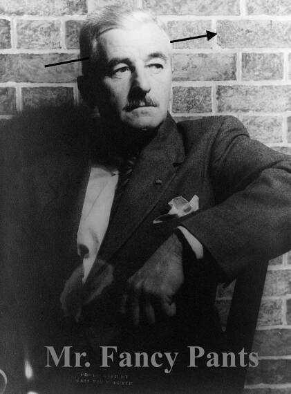 William Faulker portrait by Carl Van Vechten, 1951 (courtesy Library of Congress.) Arrow and title me, courtesy me, 2016. 