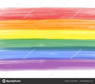 Stáhnout - Duhová vlajka Lgbt v jasných a měkkých barvách. Gay vlajka hrdosti se skládá ze šesti vodorovných pruhů uspořádaných pod sebou v splývajícím akvarelovém vzhledu. Mnohobarevná ilustrace přes bílou. — Stock obrázek
