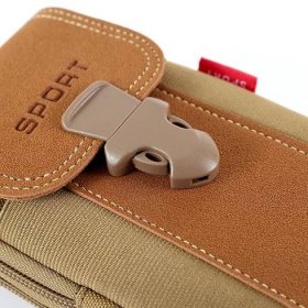 Pánská plátěná taška do pasu Telefon Peněženka na zip Pásek Bum Pouzdro (Styl 1 Khaki)