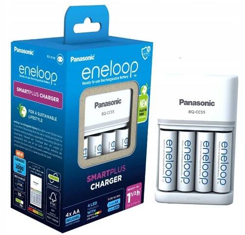 Panasonic Eneloop BQ-CC55 + 4xAA 2000mAh BK-3MCDE