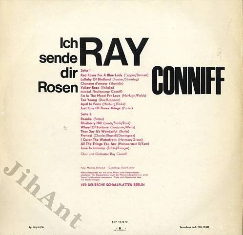 Ray Conniff: LP - Ray Conniff - Ich sende Dir Rosen (Amiga, .) - Jihočeské antikvariáty