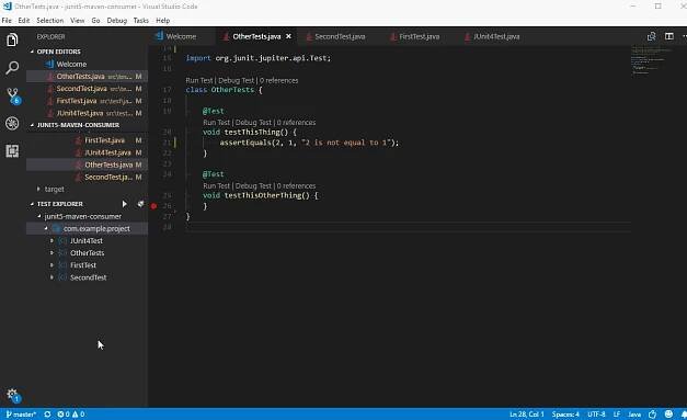 JUnit 5 in Visual Studio Code