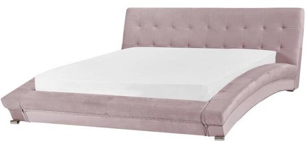 Beliani Sametová postel 160 x 200 cm růžová LILLE