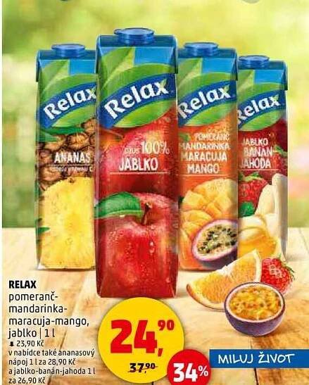 RELAX pomeranč- mandarinka- maracuja-mango, 1 l 