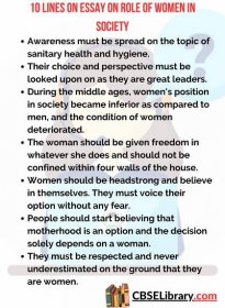 10 Lines on Essay on Role of Women in Society