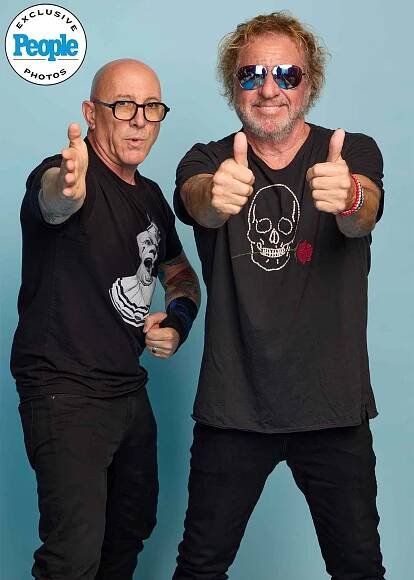 Maynard James and Sammy Hagar pose for a portrait at the 2024 Rock & Roll Hall Of Fame Induction Ceremony streaming on Disney+ at Rocket Mortgage Fieldhouse