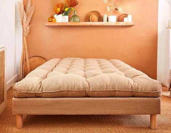 Matelas en futon naturel avec laine et coton bio